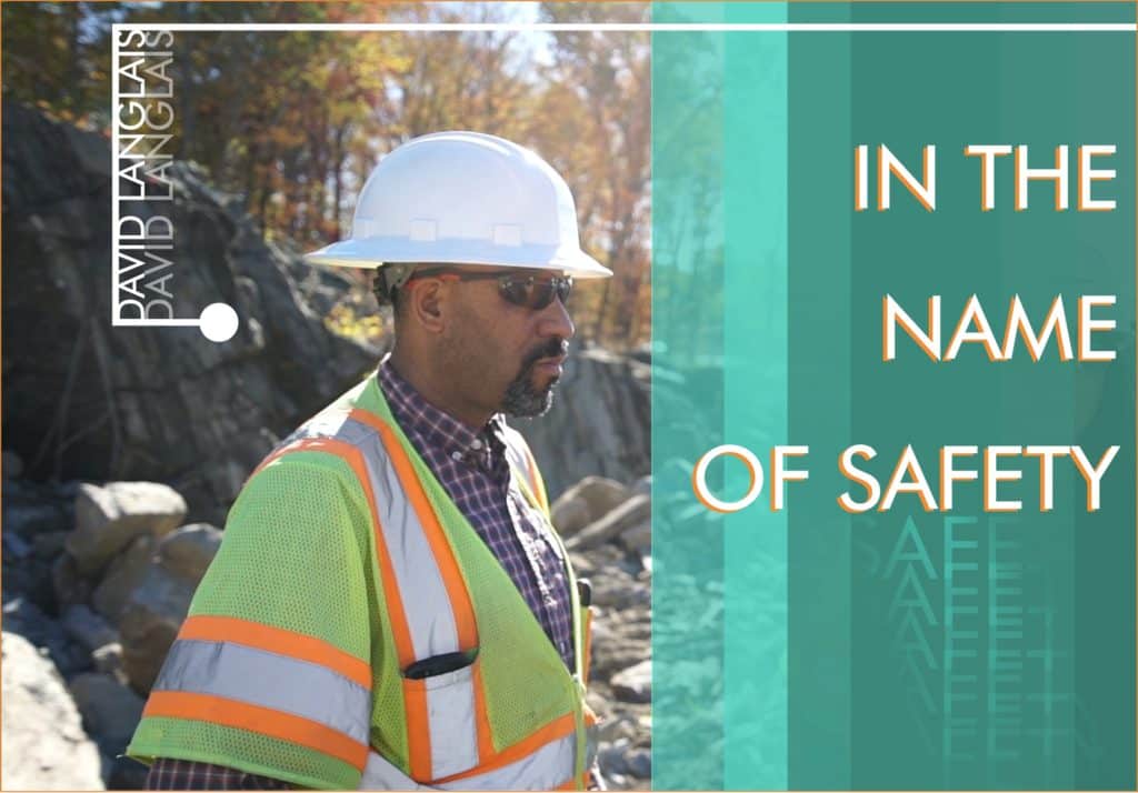Photo of David Langlais in construction hat and safety vest with article title