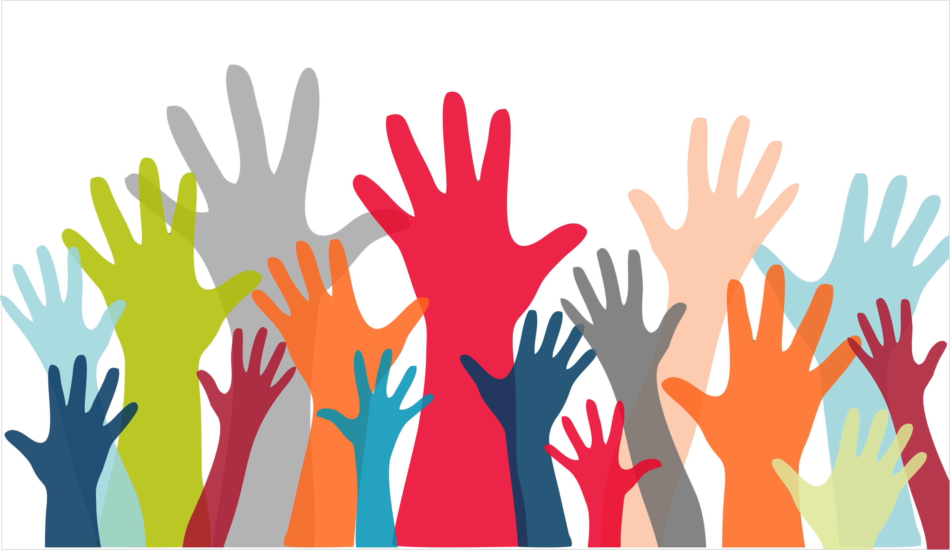 A bunch of raised hands